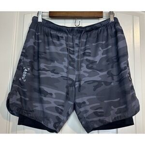 ASRV DSG-02022 Mens Shorts Size Medium camo 2-in-1 Liner Gym 7" stretch athletic